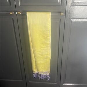 Elegant Yellow and Purple Fringed scarf large